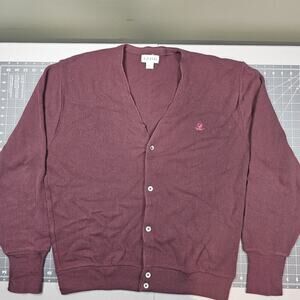 Vintage Izod Cardigan XL Sweater Maroon USA Acrylic 90s Preppy Granpacore Retro